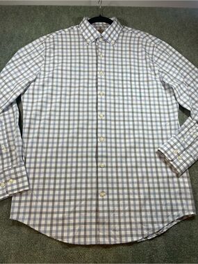 Peter Millar Blue and White Gingham Button-Down‎ Shirt